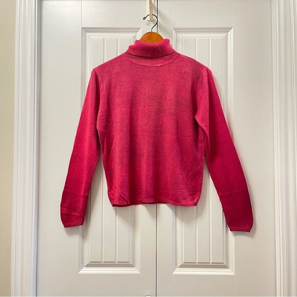 Pink Ribbed Knit Turtleneck Sweater from Italy - M - Picture 2 of 15